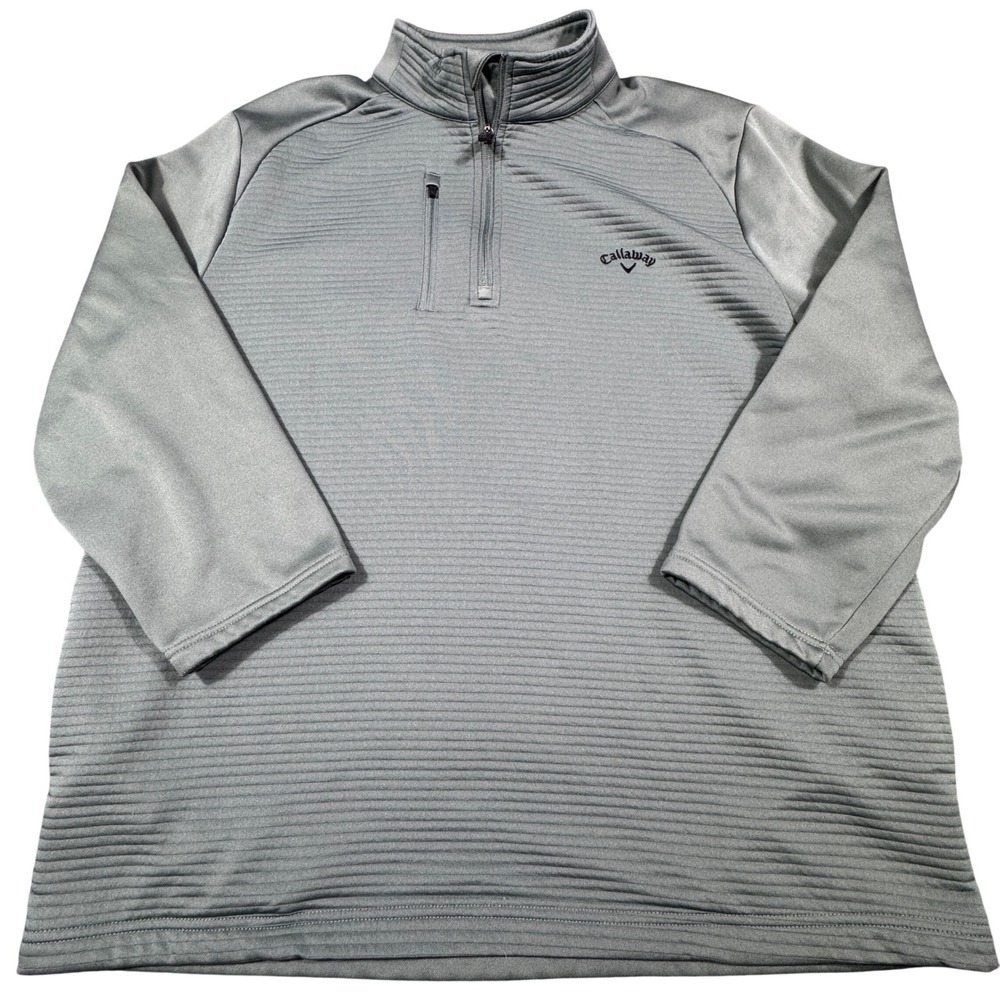 Callaway Golf Pullover Mens XL Green Textured Rib 1/4 Zip Fleece Jacket